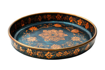 Wall Mural - Decorative tray with intricate floral design showcasing craftsmanship and artistic detail