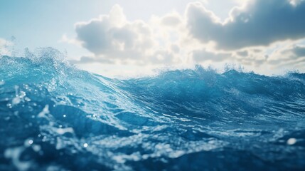 Naklejka na meble Ocean Waves Crashing Under a Blue Sky