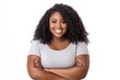 © syamil - Confident Plus-Size Woman on White Background Promoting Body Positivity
