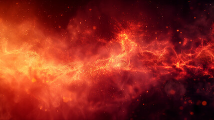 Wall Mural - cosmic nebula swirling with red and orange colours on night sky, abstract background. generative ai