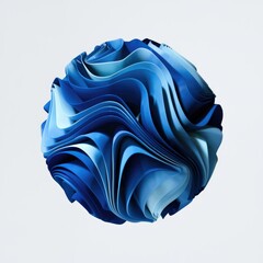 Leinwandbilder - Abstract 3D render of a sphere with blue wavy layers creating a dynamic, flowing design.