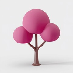 Aufkleber - A stylized pink tree with three rounded leaves, simple and cartoonish.
