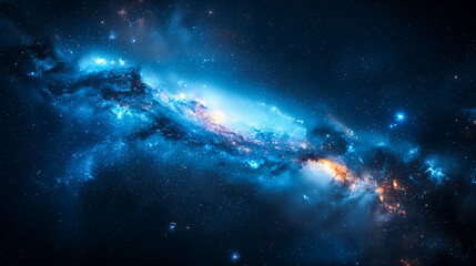 Wall Mural - a stunning blue supernova galaxy filled with luminous energy in the vastness of space. generative ai