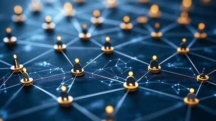 Wall Mural - interconnected network: an abstract representation of a complex network, with numerous interconnecte