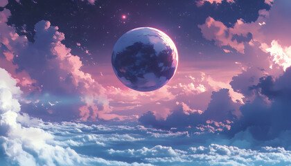 Wall Mural - planet floating in the vast expanse of outer space -