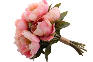 Poster - A beautiful bouquet of pink flowers arranged on a clean white surface