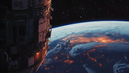 Wall Mural - stunning view of earth from space with the milky way visible -