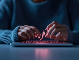 Poster - Focused Crypto Trading South Asian Woman Analyzing Live Market Trends on Laptop