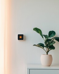 Aufkleber - Minimalist Smart Home Panel on Elegant Wall with Indoor Plant Aesthetic