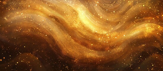 Wall Mural - abstract golden cosmic background with swirling textures and stars for digital art and design copy s