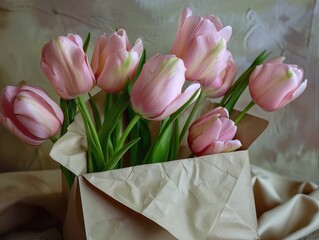 Tulips Blooming from an Envelope as a Symbol of Celebration