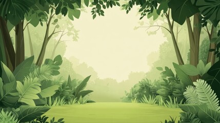 Wall Mural - lush green forest landscape with dense foliage and natural light copy space for text placement