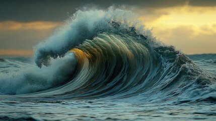 Wall Mural - a large wave breaking in the middle of the ocean