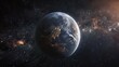 © KOSHKAROV SERGEI - A stunning view of an inhabited planet with light illuminating the atmosphere from a distant star.