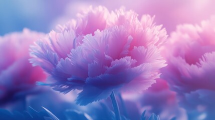 Wall Mural - Delicate pink and blue flowers softly illuminated by dreamy light