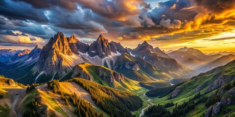 Wall Mural - Majestic Mountain Landscape: Aerial View of Epic Valley