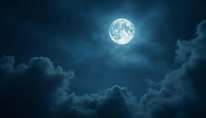 full moon over the clouds