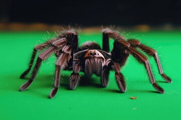 Poster - A large spider sits calmly on top of a green table, waiting for its next meal