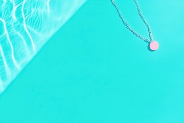 Minimalist necklace with turquoise background