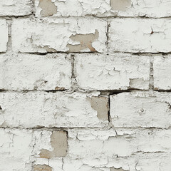 Cracked white brick wall texture with aged plaster pattern