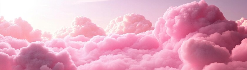 Sticker - Soft abstract pink clouds drift across a pastel sky, reflecting gentle light and creating a tranquil background. Ideal for text overlay, this dreamy setting inspires creativity