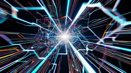 Fototapete - Electric burst of energy radiates mesmerizing light in a vibrant digital environment