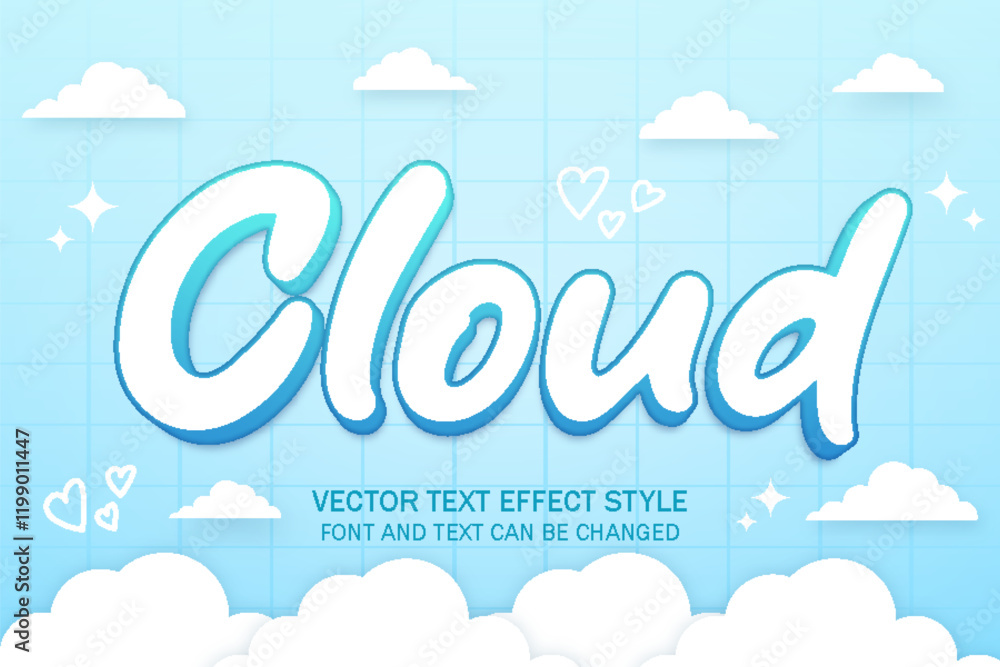 cloud sky bright day typography editable text effect font style ...