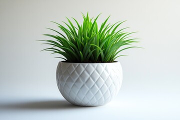 Sticker - A ceramic pot with a small green plant growing inside, sitting on a table or shelf