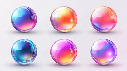 set of buttons_spheres_with_a_vivid_gradient._Isolated_vecto