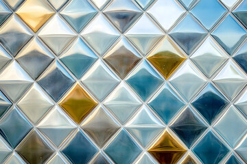Wall Mural - glass tile pattern, triangular, reflective, textured.