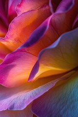 Poster - A close-up view of a vibrant pink and yellow rose