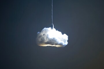 Sticker - A fluffy cloud suspended by a thin string in the sky