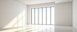 © IbragimovN - Minimalist interior with sunlit large floor-to-ceiling windows creating an open bright space
