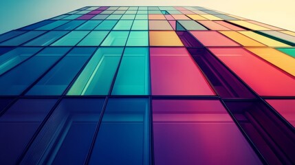 Fototapete - Modern architecture, vibrant colors, glass facade. Abstract design.