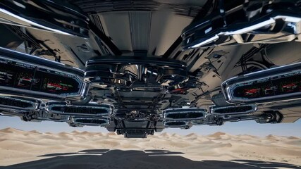 Fototapete - Exploring advanced technology in a futuristic spacecraft over desert terrain