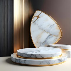 Wall Mural - Chic Marble and Gold Podium in Minimalistic Triangle Design