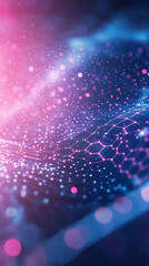 Aufkleber - Digital network grid glowing with luminous particles and dynamic light streams