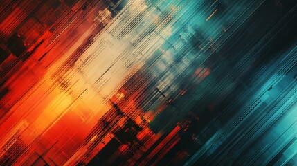 Wall Mural - abstract art with red and blue hues and diagonal lines.