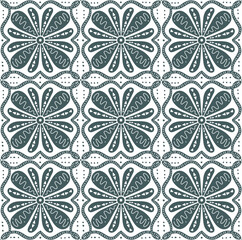 Wall Mural - floral modern tiles in grey and white seamless pattern, vector illustration repeat design print