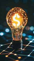 Aufkleber - Light bulb with dollar symbol representing innovative business ideas and financial investments in technology and startups