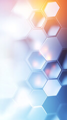 Aufkleber - Futuristic honeycomb structure with illuminating hexagons creates abstract technological background in blue and orange gradient