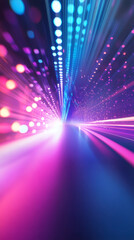 Aufkleber - Vibrant neon lights generating futuristic tunnel illusion with dynamic motion blur effect