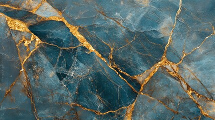 Wall Mural - Beautiful Gold Veins, Blue Gold Abstract Pattern, Elegant Marble Design