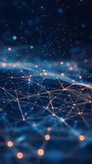 Fototapete - Glowing network representing connections, data flow, and technological advancements in a digital world