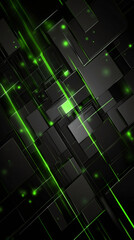 Fototapete - Green energy flowing through futuristic circuit board with glowing lights and dark squares, perfect for technology or futuristic themes