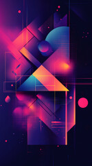 Aufkleber - Colorful geometric shapes overlapping and intersecting, creating a vibrant and dynamic abstract composition