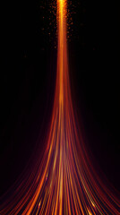Poster - Glowing orange linear pattern rising against dark backdrop, forming dynamic abstract design with vibrant energy