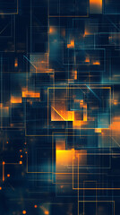 Fototapete - Complex network of interconnected glowing squares creating a futuristic technological backdrop