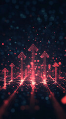 Aufkleber - Red digital arrows are growing from a network, representing concepts like business growth, success and achievement
