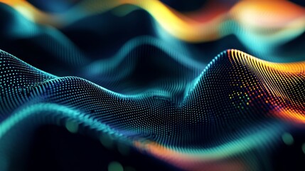 Leinwandbilder - Abstract digital wave background.  Data flow, network, technology concept.